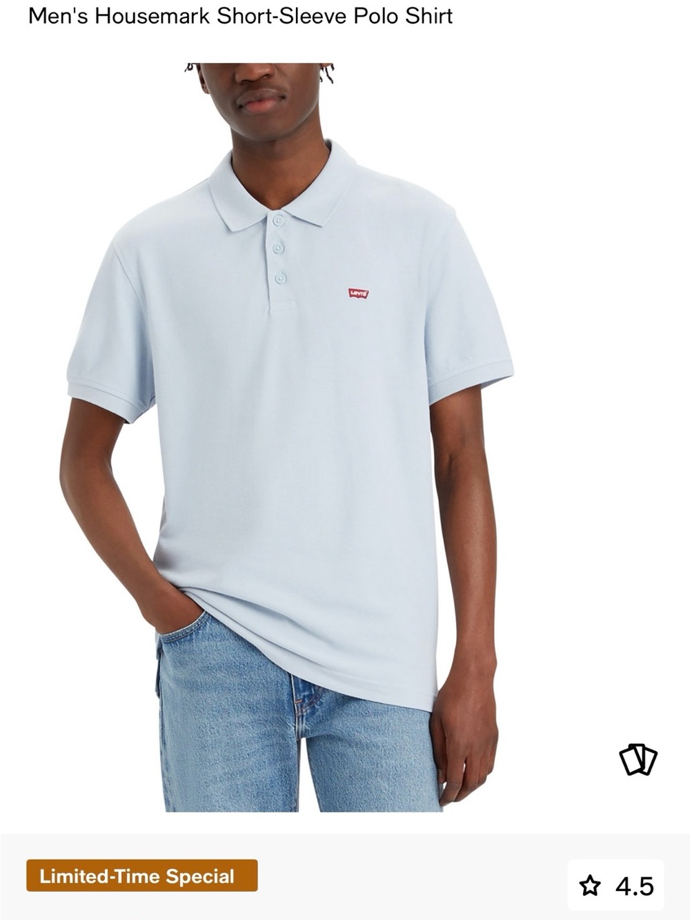 Levi's Light Blue Short-Sleeve Polo with Red Logo